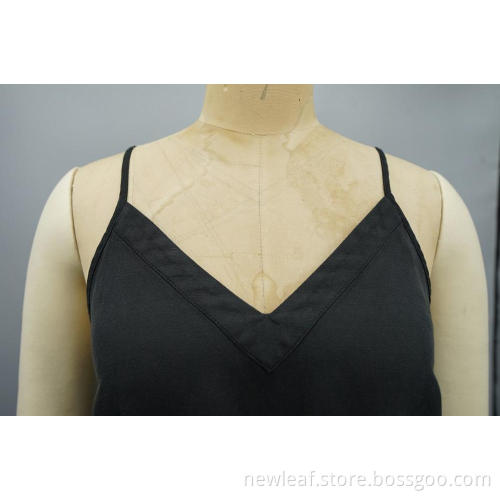 New Women Sexy V-neck Sleeveless Drawstring Slip Dress